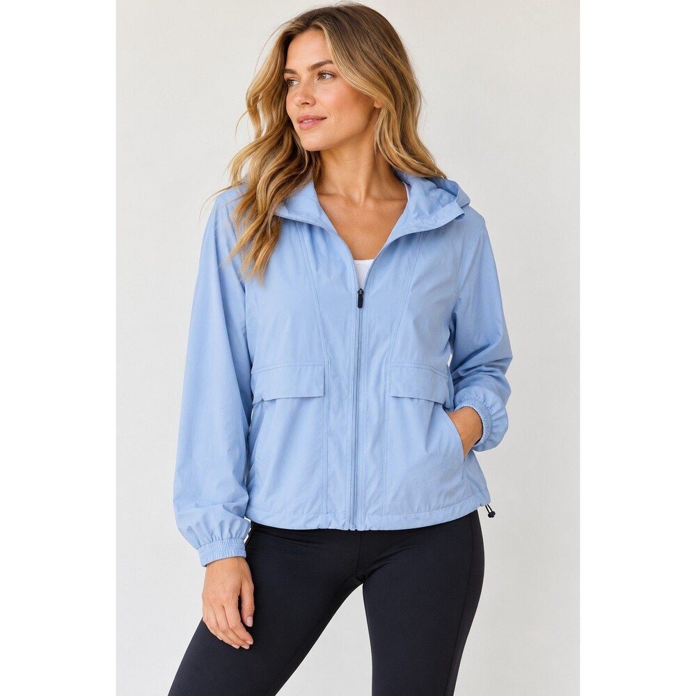 NWOT Splits59 Megan Woven Nylon Jacket Womens S Skylight Blue Hooded Lightweight